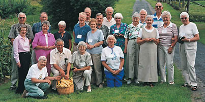 Members of the Agriculture and Home Economics Class of 1948 held a summer reunion in Fredericton, N.B., this past August. Participants picked their own corn for a supper at Everett Farm hosted by Fred, BSc(Agr)'48, and Kit Everett, BSc(HEc)'48.