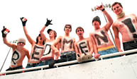 Enthusiastic fans couldn't help the Redmen football team, who lost 26-9 to their rivals, the Concordia Stingers, in the 2003 Shrine Bowl  Homecoming game.