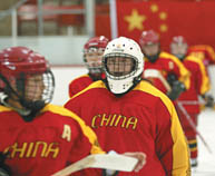 The Chinese woman's hockey team.
