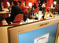 Computers in the cafe on campus.