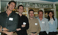From left: Aaron Klein, BCom'03, Pierre Dufour, BCom'02, Pierre Montagnier, PhD'02, Frederic Perron, BCom'97, and Xuechun Lu, MSc'03.