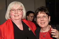 Susan Button, who received an Honorary Life Membership, is shown at the cocktail reception with Joan Hagerman.