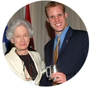 Matthew Howett, BA'05, received a Gretta Chambers Student Leadership Award from Chancellor Emerita Chambers herself.