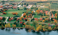 Aerial view of Macdonald Campus.