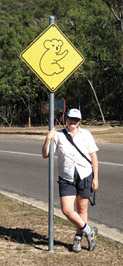 James with a road sign.
