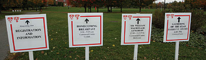 Homecoming signs on Macdonald campus