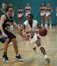 Reid playing basketball.