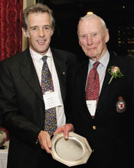 G. Stewart Brown (right), who has played a pivotal role in funding undergraduate teaching labs, scholarships, research-oriented greenhouses and other priority projects at Macdonald Campus, received an Honorary Life Membership Award from MAA honorary secretary Bruce Dobby, BSc'76, DDS'81.