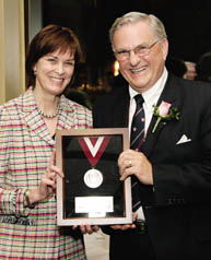 Principal Heather Munroe-Blum presented Robert Winsor with the Alumni Association's top prize, the Award of Merit.