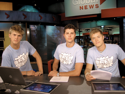Buried Life teammates co-hosting a Global television newscast.