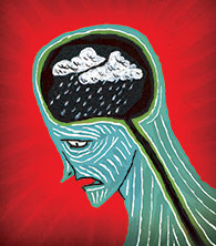 Illustration of a brain experiencing bad weather