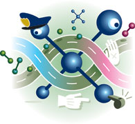 Illustration of chemical model as traffic police